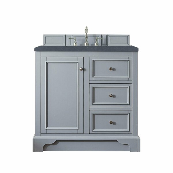 James Martin Vanities De Soto 36in Single Vanity, Silver Gray w/ 3 CM Charcoal Soapstone Quartz Top 825-V36-SL-3CSP